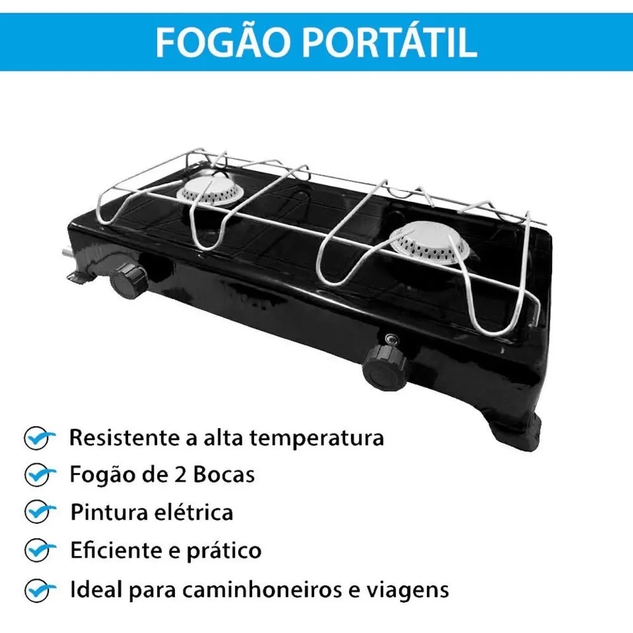 Fogão Portátil 2 Bocas - Ideal para Camping e Viagens