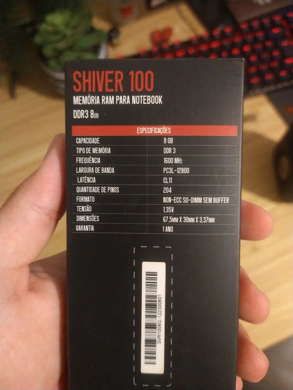 Memória RAM Notebook SHIVER 100 8GB DDR3 1600MHz - Foto 2