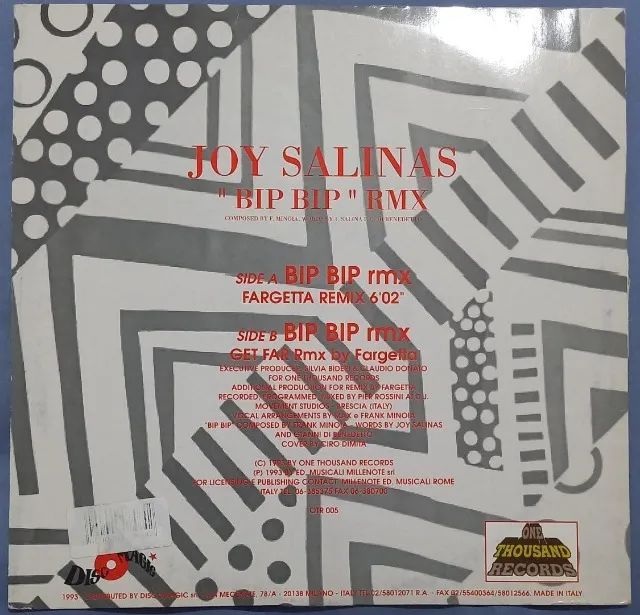Disco de Vinil LP Joy Salinas "BIP BIP" Fargetta RMX - Foto 2