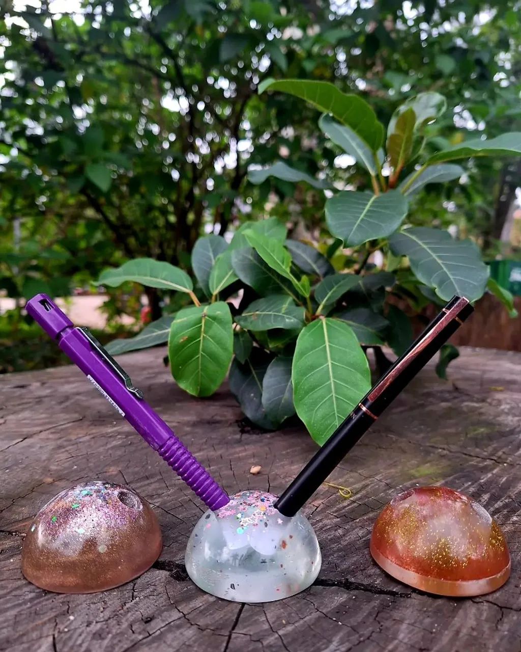 3 Porta-Canetas Artesanal em Resina Epóxi