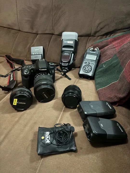 LIQUIDA | Canon 70D + 3 lentes incríveis + microfones + iluminação + acessórios!