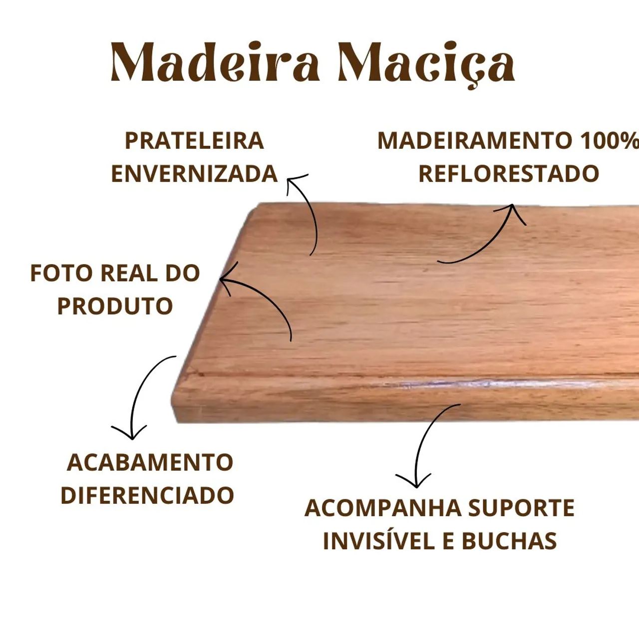Prateleira de Madeira Maciça Envernizada