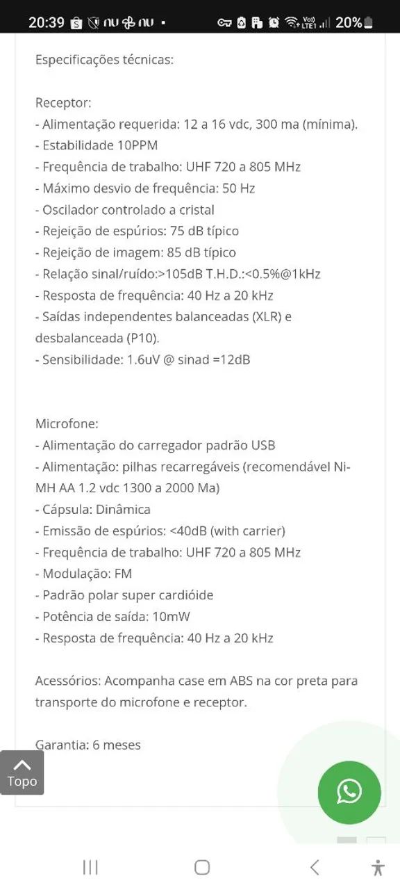 Microfones Recarregáveis sem Fio NOVO! TSI UD-1500R-UHF|2 Microfones sem fio novo barato  - Foto 4