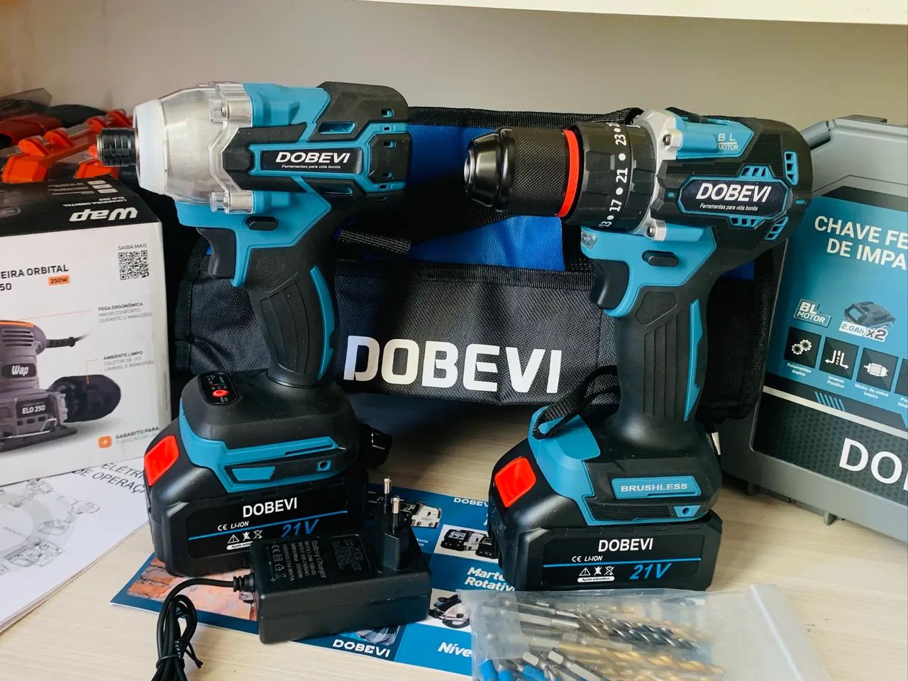 Kit parafusadeira chave impacto DOBEVI+36 acessórios