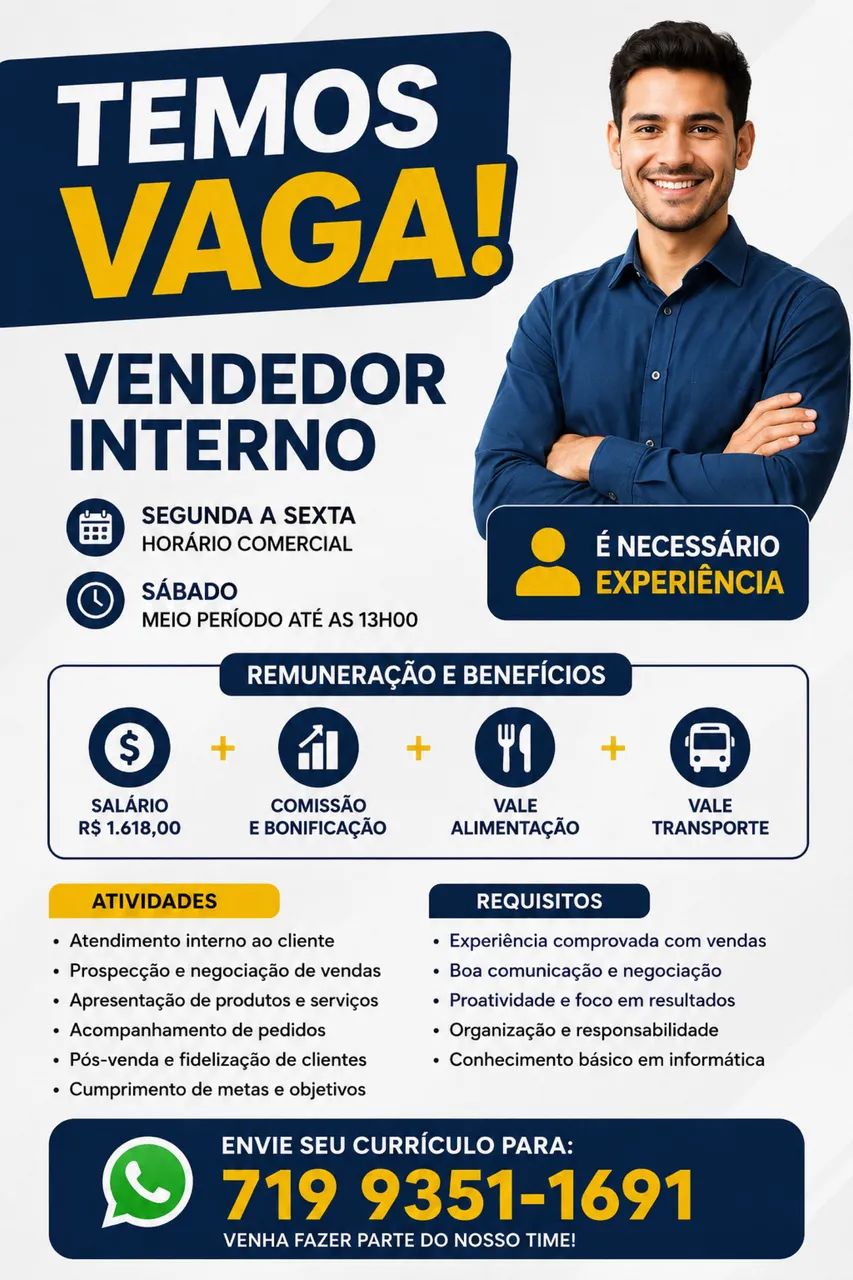 VAGAS VENDEDOR 