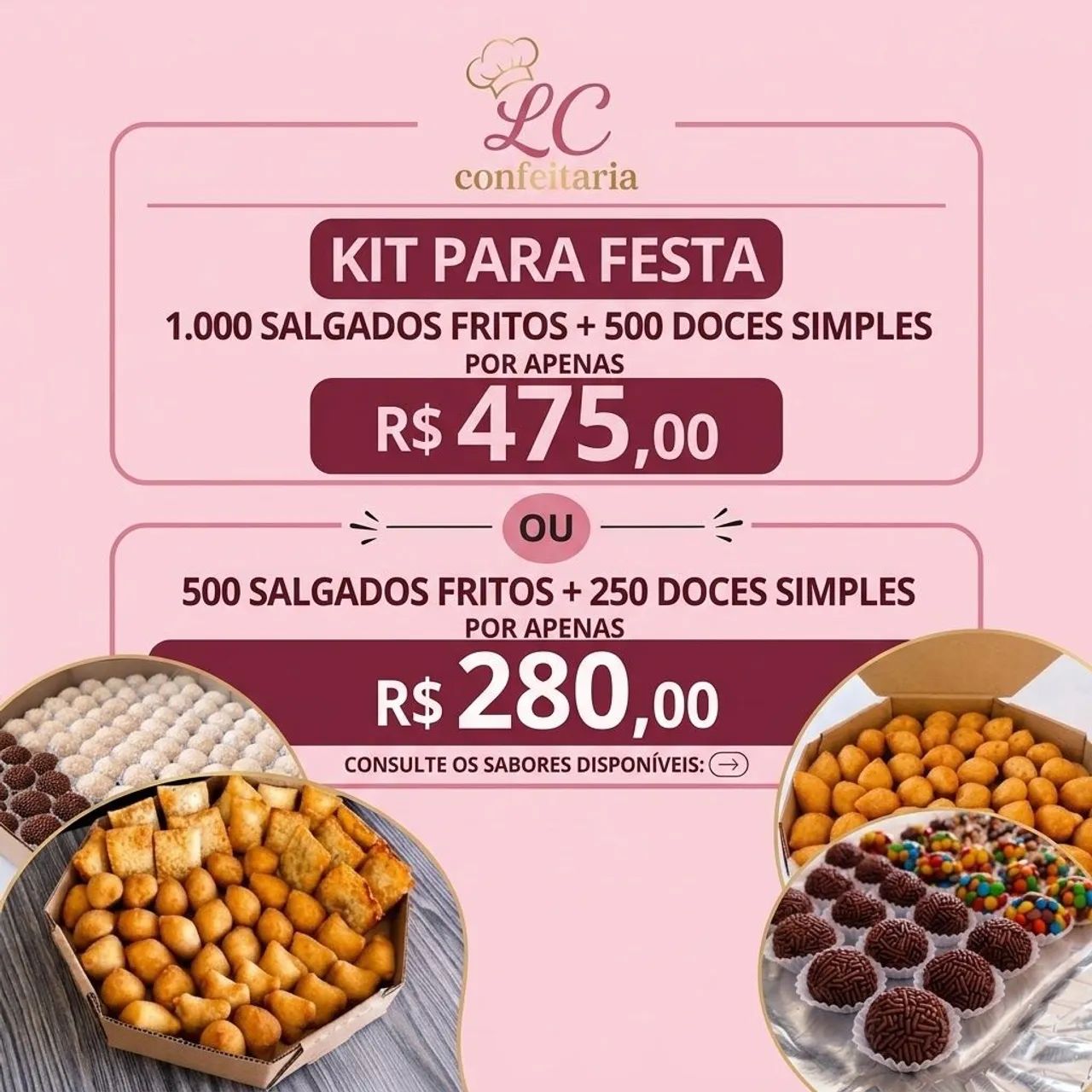 COMBO SALGADOS E DOCES SIMPLES PARA FRSTA.