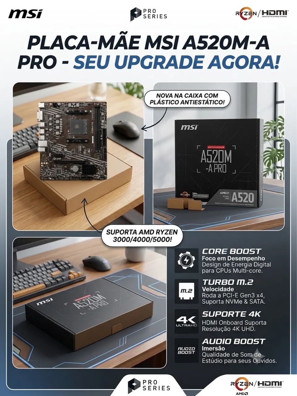 Placa Mãe MSI A520M-A PRO - Foto 3
