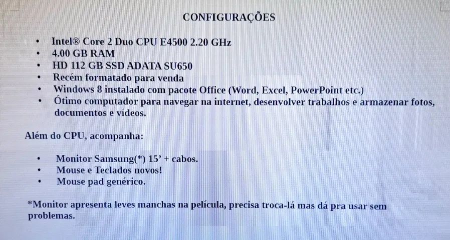 Computador Completo com Tela Mouse e Teclado - Foto 2