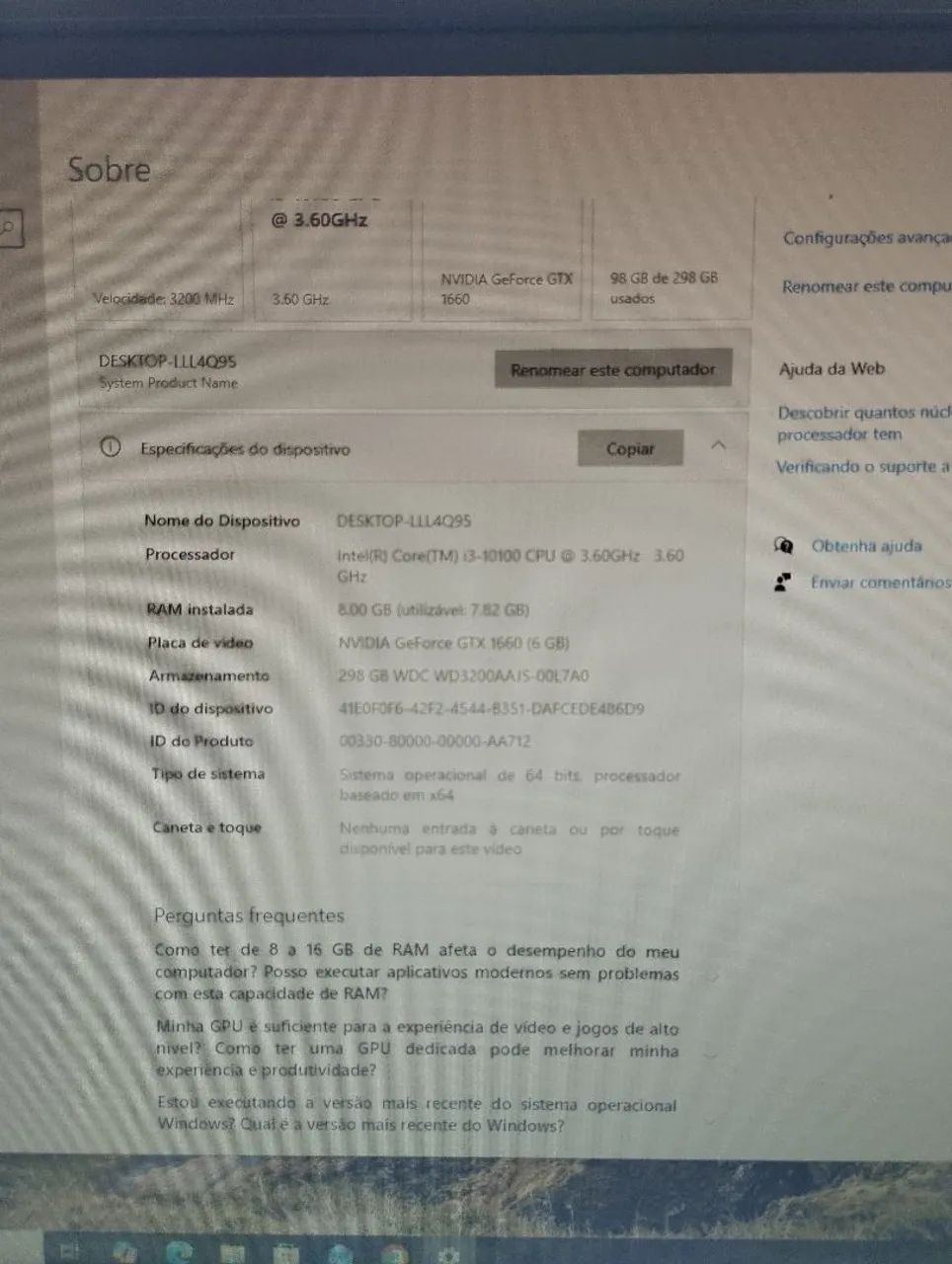 PC GAMER I3 10100 + GTX 1660 - Foto 5