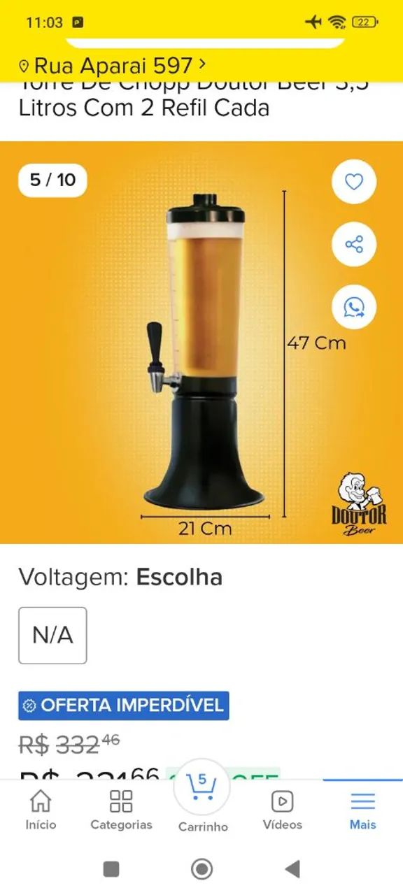 Chopeira com 2 refil 