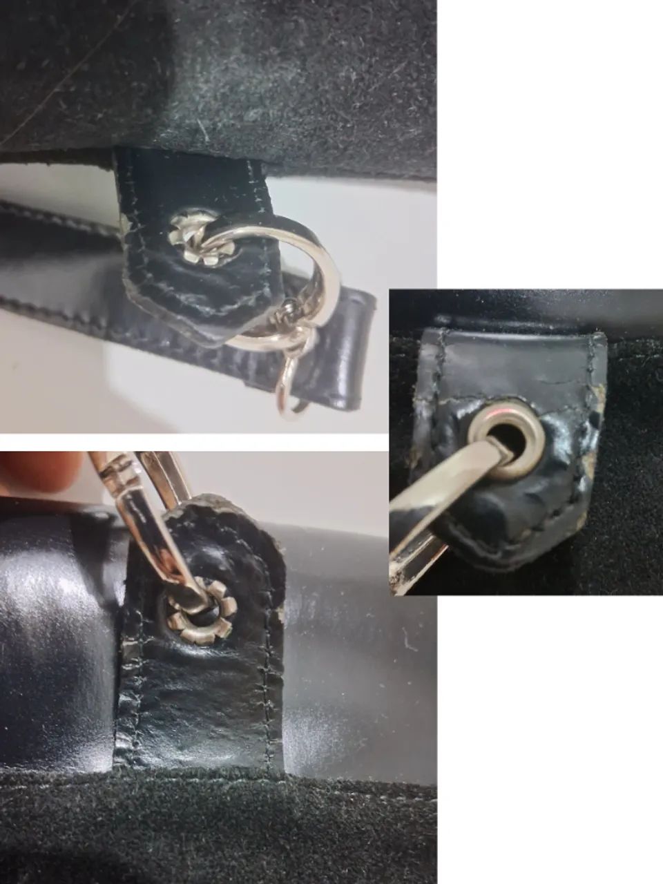 Bolsa mochila de couro e camurça preta - Foto 5