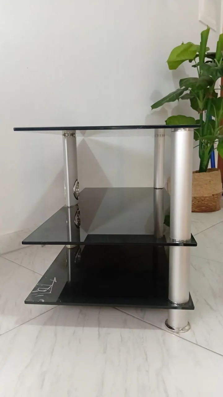 Rack / Estante Importada da Alemanha para TV e Som - Vidro Temperado e Alumínio - Foto 4