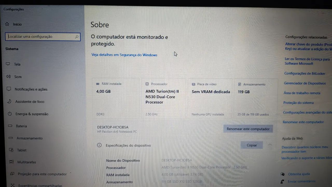 Notebook HP Dv6 SSD 128Gb - Foto 5