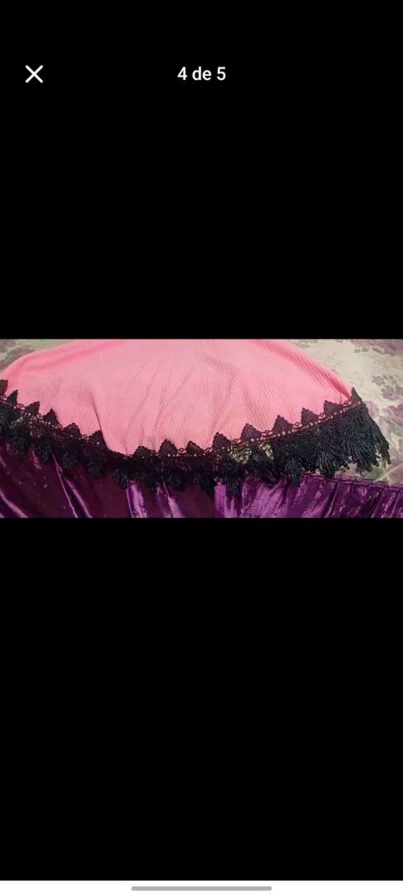 Vestido rosa com renda preta - Foto 2