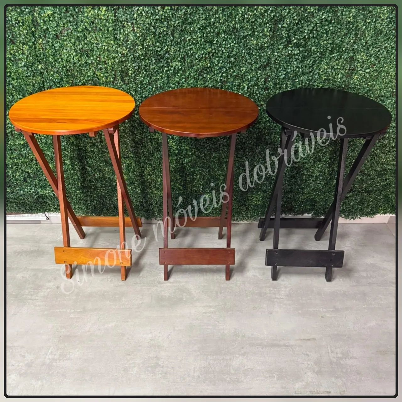 Mesa alta dobrável em madeira 