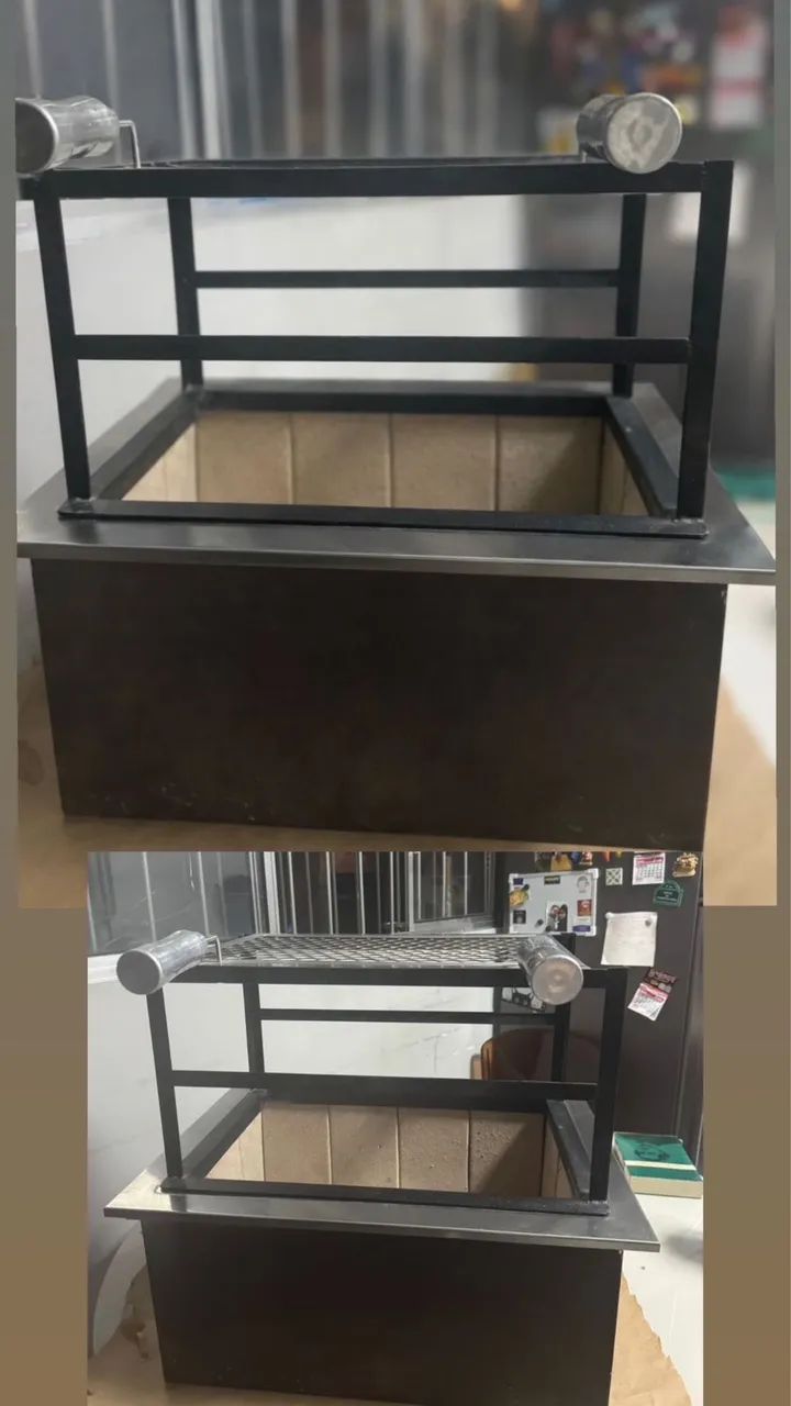 Churrasqueira de embutir com suporte grelheiro-aço inox (nova-sem uso) - Foto 3