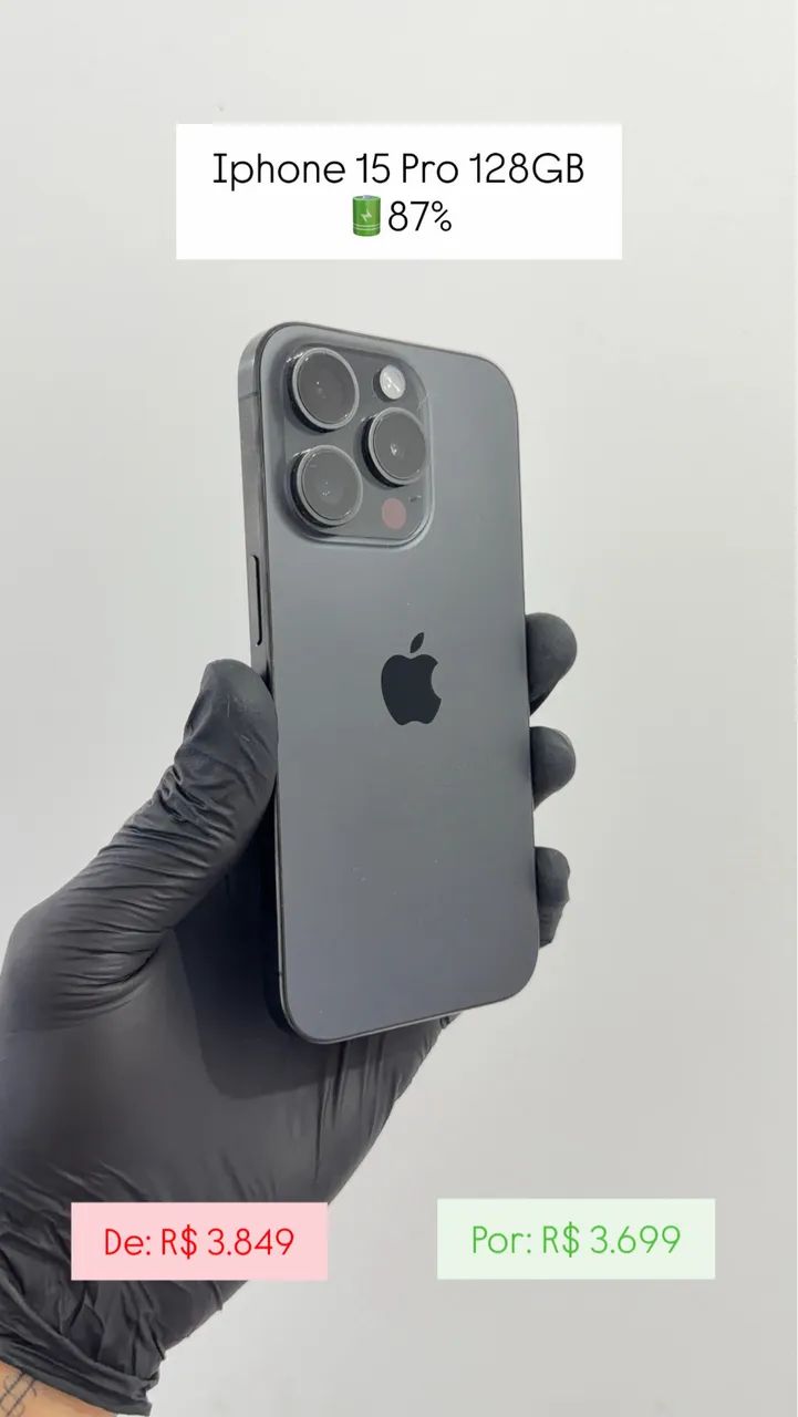 iPhone 15 Pro 128gb 87% sem marcas 