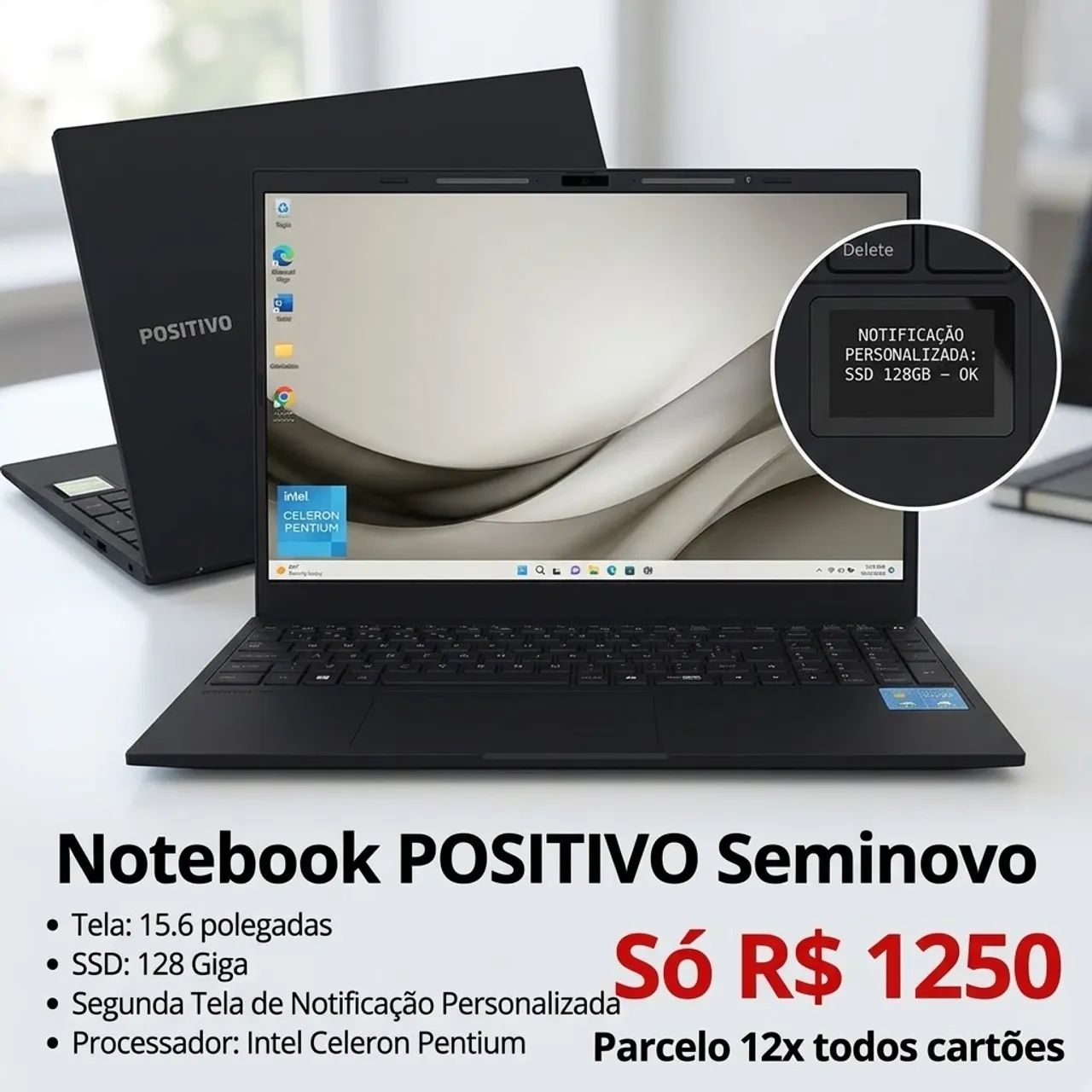 Notebook positivo vision. Top segunda tela de notificações Ssd