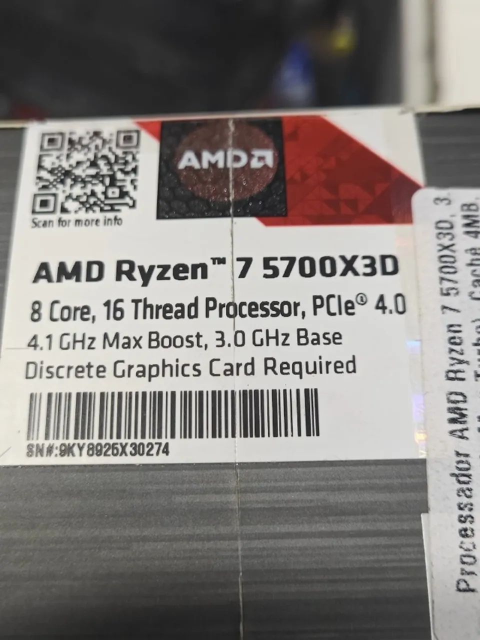 Ryzen 7 5700X3D NOTAFISCAL E CAIXA nunca usado
