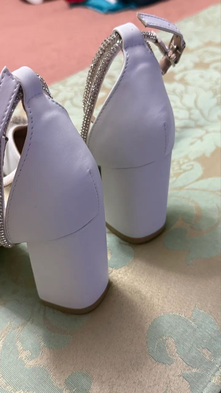 Sapato chanel branco com strauss  - Foto 3