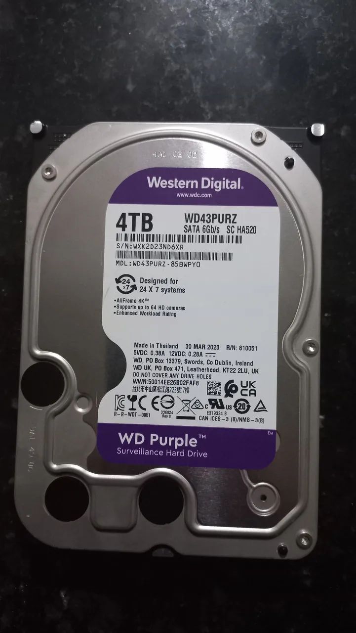 Hd 4 terá wd purple 