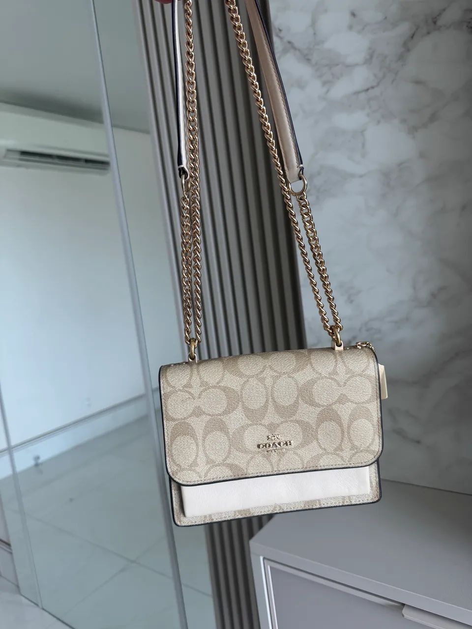 bolsa coach monograma branca