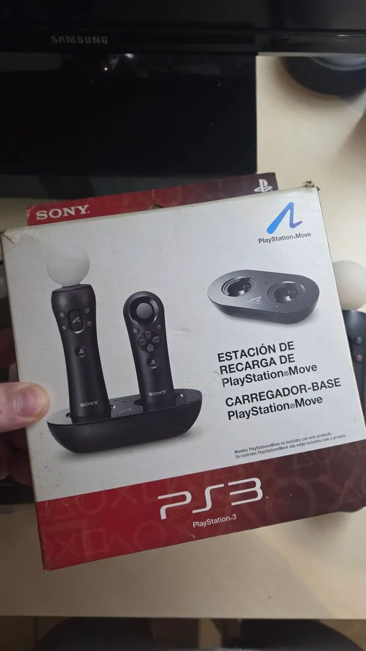 Kit PlayStation Move PS3 / controles e base carregadora - Foto 4