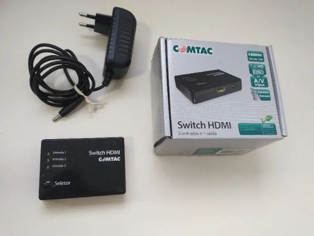 Hub Switch Hdmi Para TV - 3 Entradas 1 Saida - Full Hd Comtac - Conecte com Facilidade