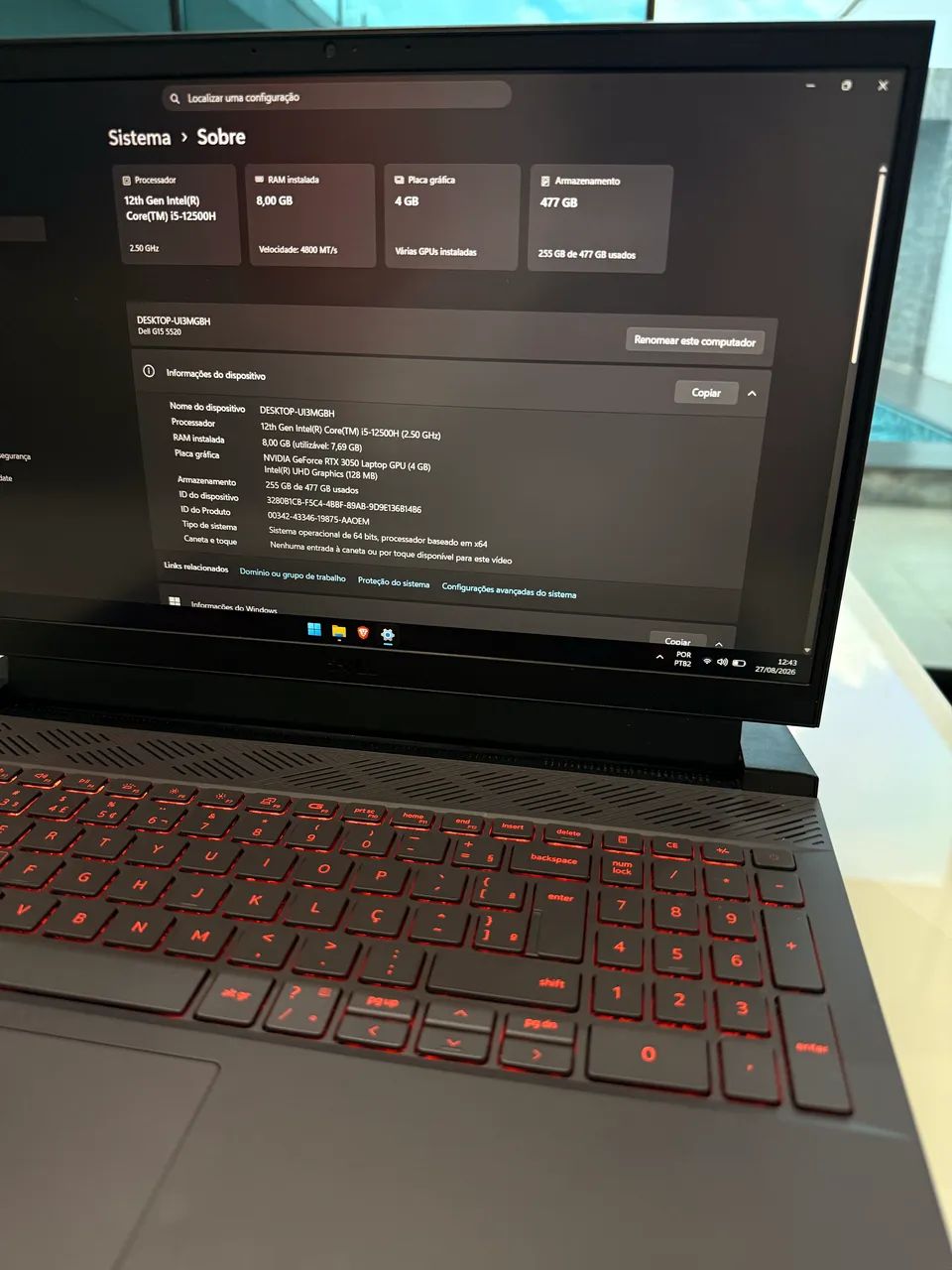 Notebook Gamer Dell G15 (Estado de Novo) | i5 12ª Geração | RTX 3050 | SSD 512GB - Foto 5