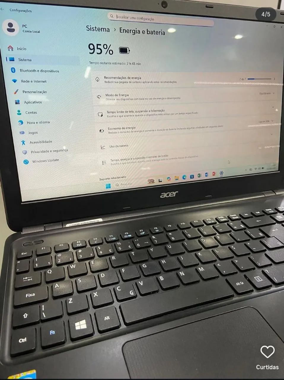 Notebook Acer core i5 16gb de ram 120gb SSD Garantia da loja - Foto 3