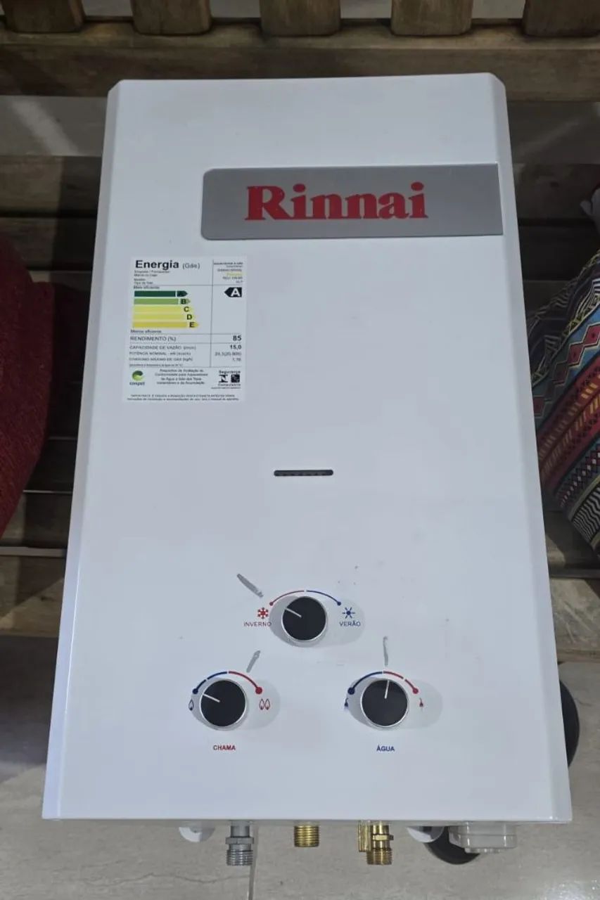 Aquecedor rinnai 15l + 2 duchas