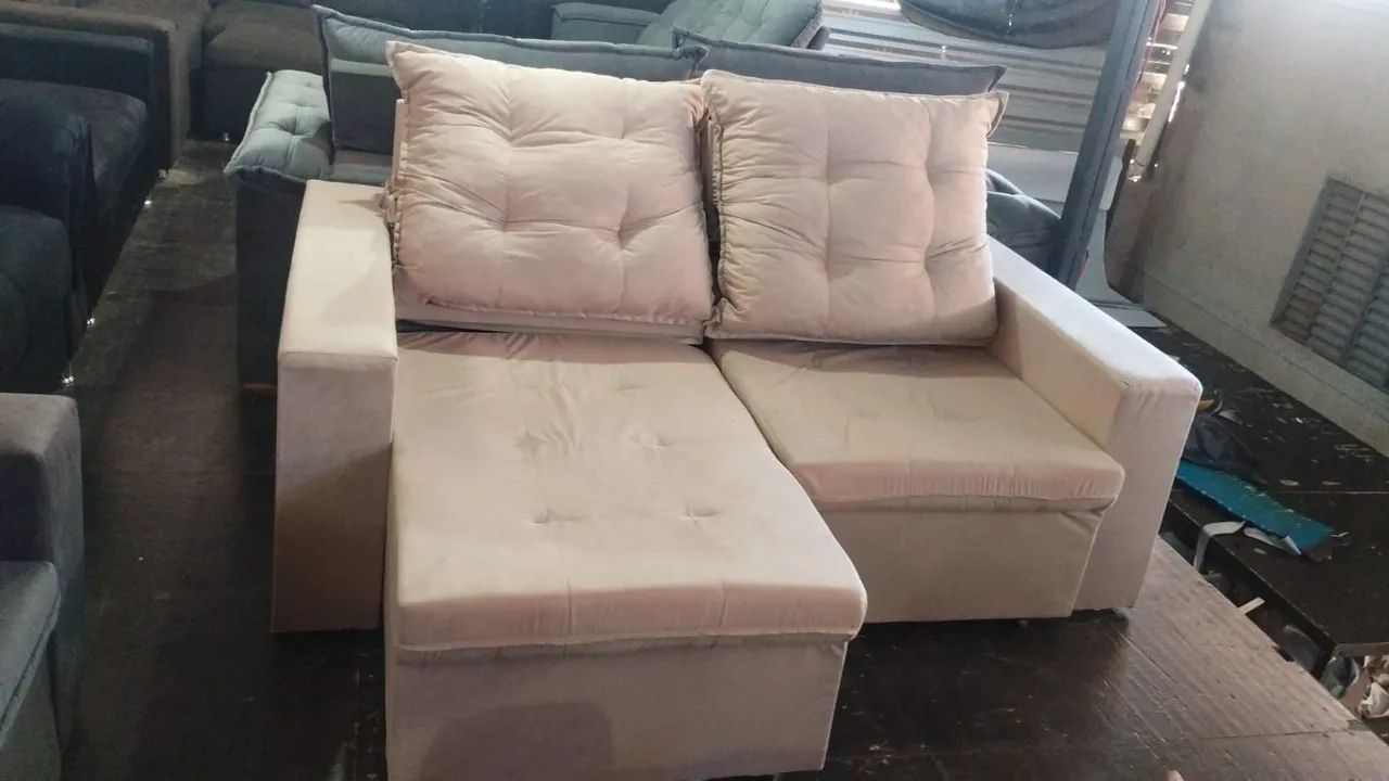Sofá reclina e vira cama: medida 2.00 abre até 1.80 - entregamos no conforto de sua casa