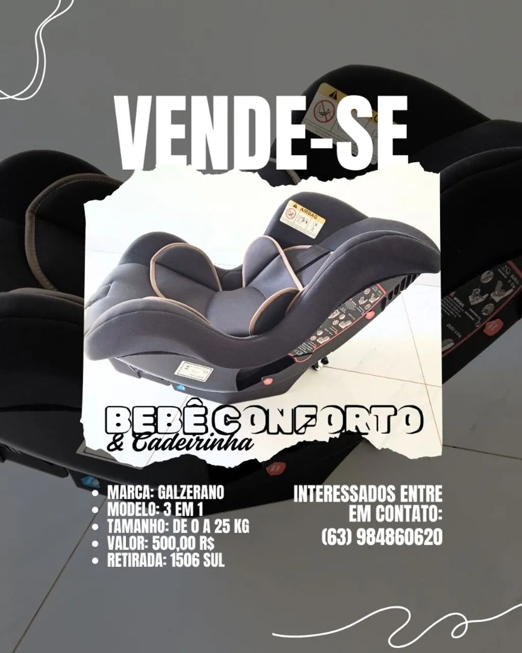 Cadeirinha de carro/ bebê conforto 