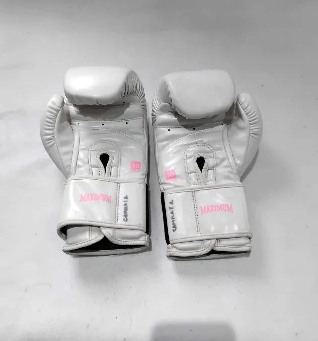 Par de Luvas de Boxe Maximum Boxing Brancas - Tamanho _ 10 - Foto 4