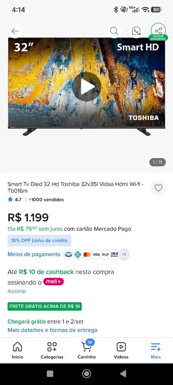 Smart tv 32 polegadas - Foto 3