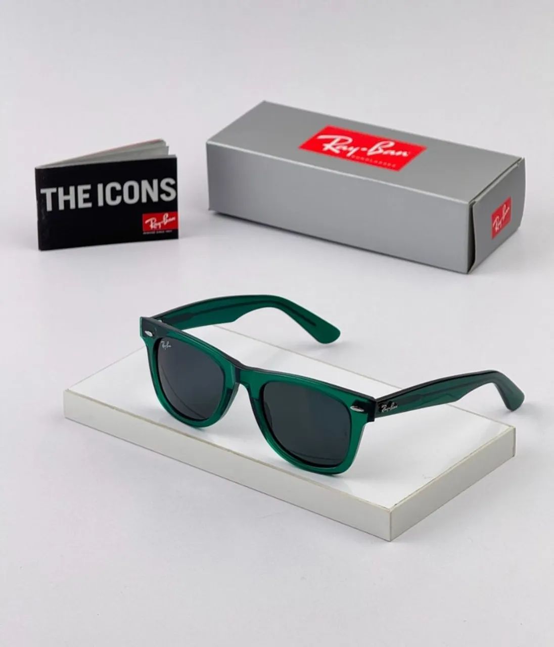 Ray ban wayfarer transparente verde rb2140 oculos de sol green - Foto 3
