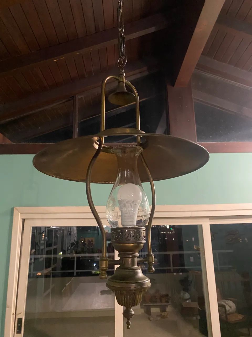 Luminária Pendente Antiga em Latão - Estilo Lampião Clássico Europeu