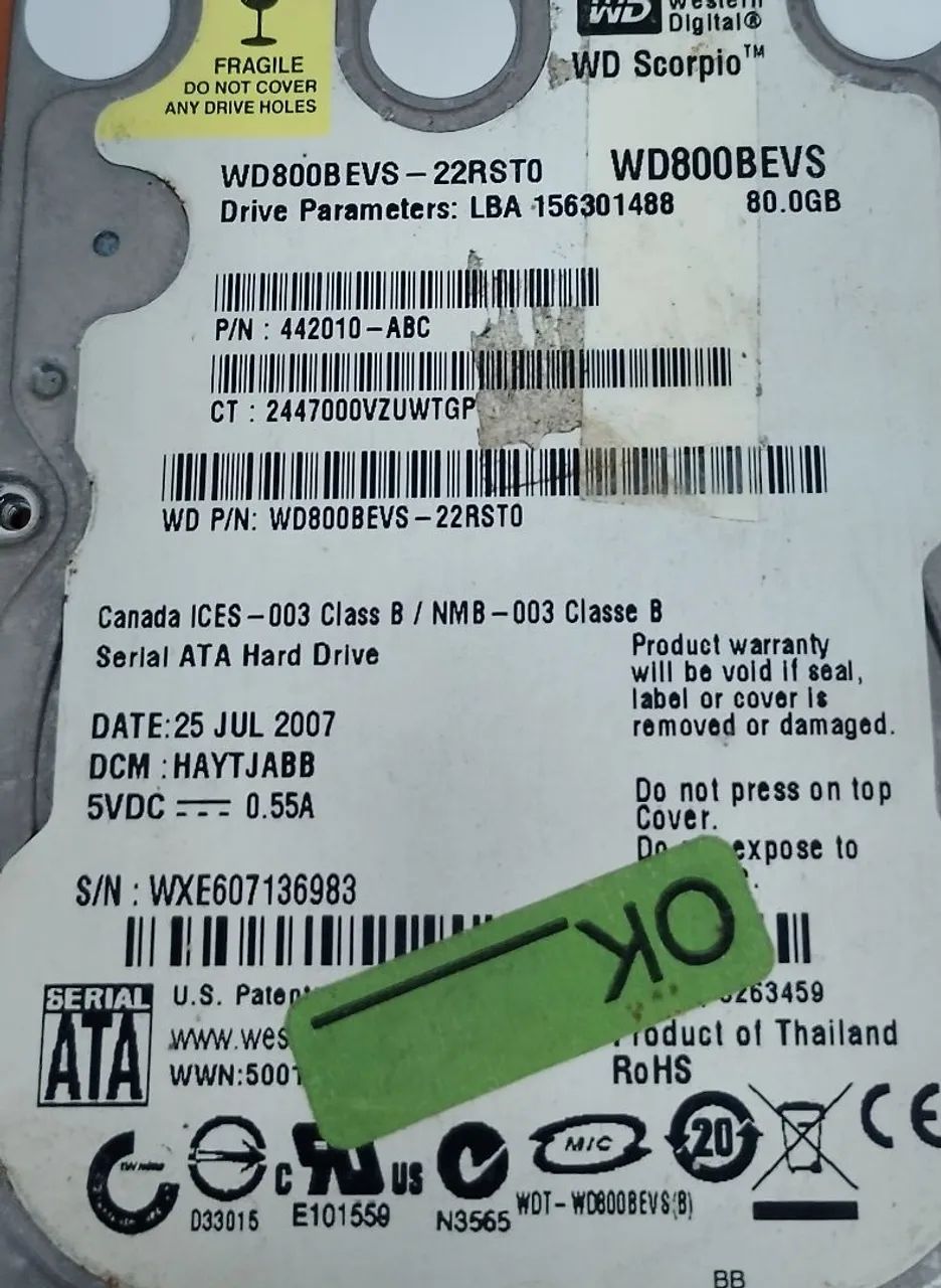 Placa Lógica hd wd scorpio WD800BEVS - Foto 3