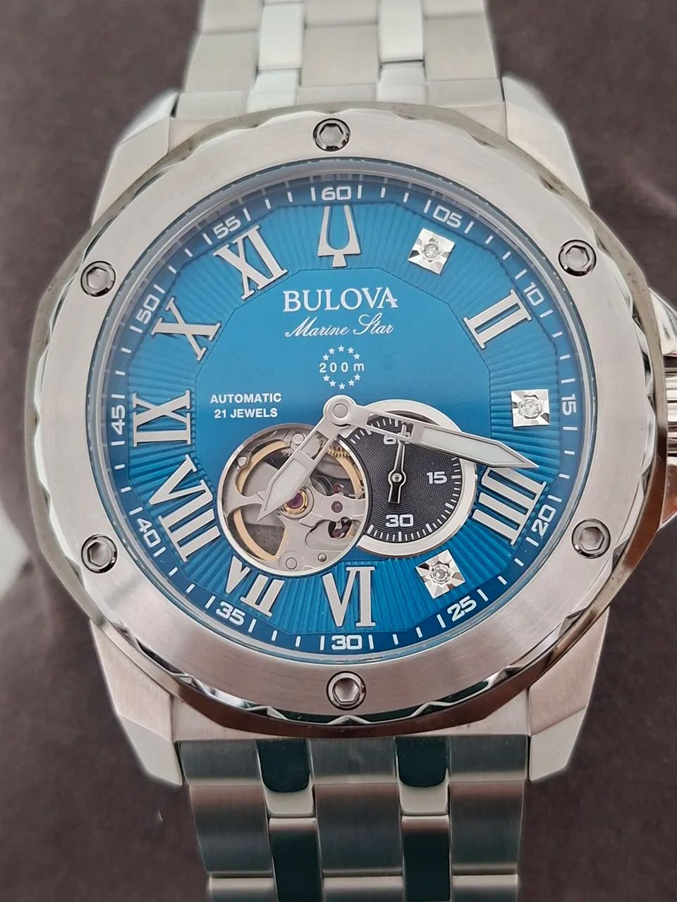 Relógio Bulova Marine Star 98D184 Automático com Diamantes. Original, sem uso. - Foto 3