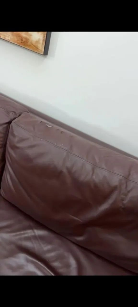 Sofá de canto de couro marron 2,55 x 3,84 com detalhes. Falar com Aline 18- *  - Foto 5
