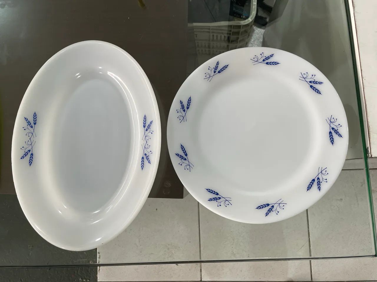 Louça Travessa Oval Opalino Branco Triguinho Azul Colorex  - Foto 6