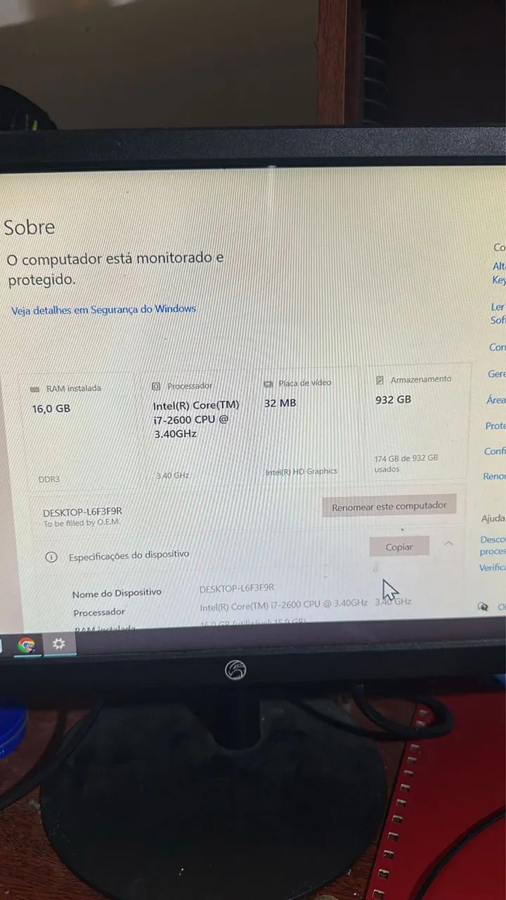 Computador: intel(R) core(TM) i7-2600 CPU, RAM 16GB, SSD 1TB - Foto 3