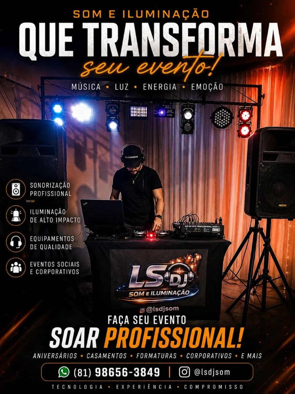 Dj som e ilumação para festa