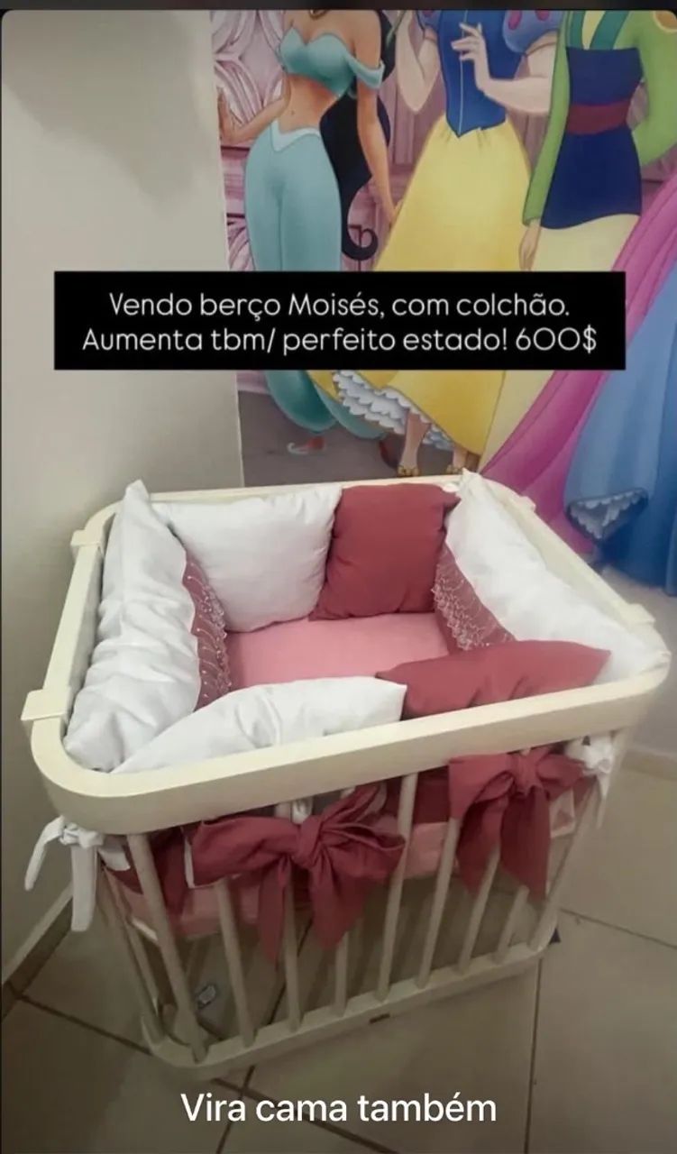 Berço Moisés que também vira cama 