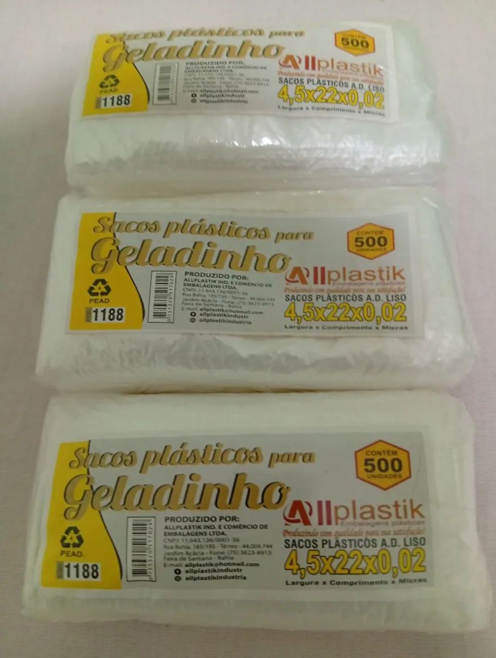 Sacos para geladinho 500 unidades