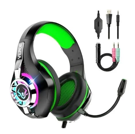 Headset Gamer Verde Ej-903 Microfone P2+ Led Rgb USB (Novo) - Foto 2