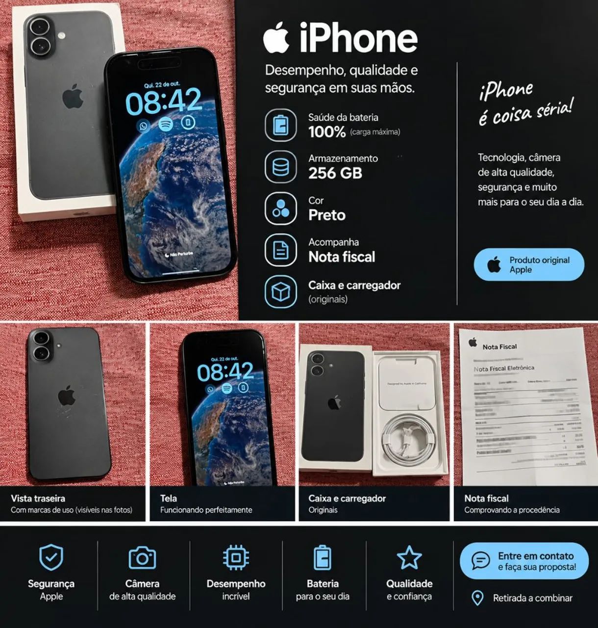 iPhone 17 preto  256gb