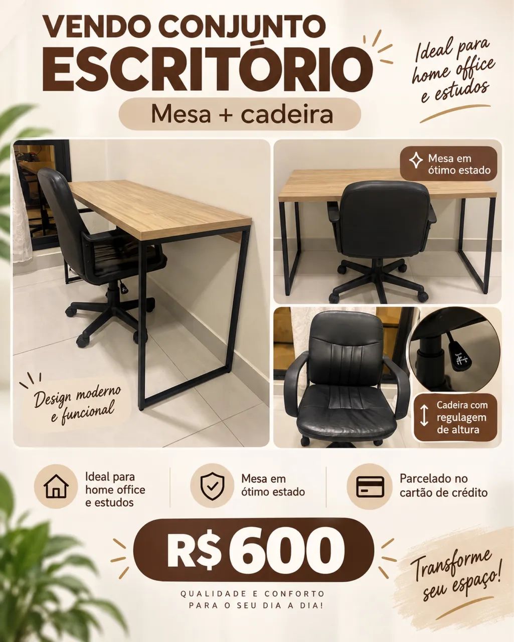 Mesa e cadeira escritório 