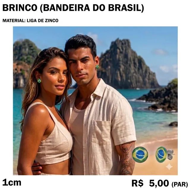 Brinco Copa do Mundo Brasil Verde e Amarelo (2 Pares)
