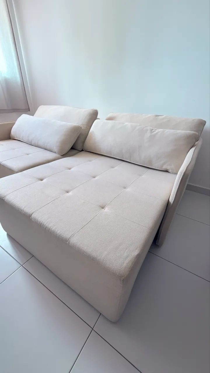Sofá retrátil/reclinável off-white - excelente estado - Foto 3